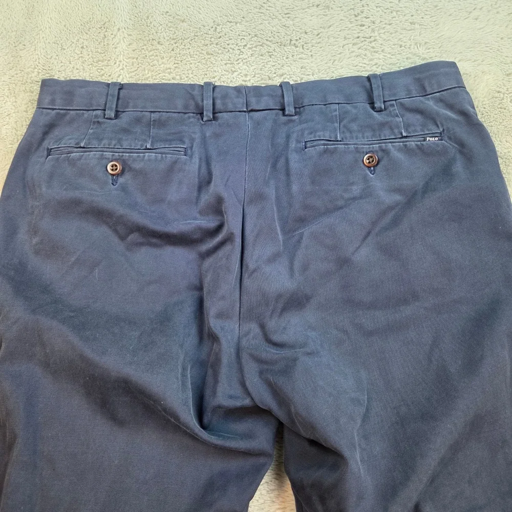 Polo Ralph Lauren Chino Pants Mens 35/32 Slim Fit Flat Front Cotton Navy Blue